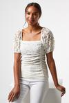 Dorothy Perkins White Lace Ruched Top thumbnail 3