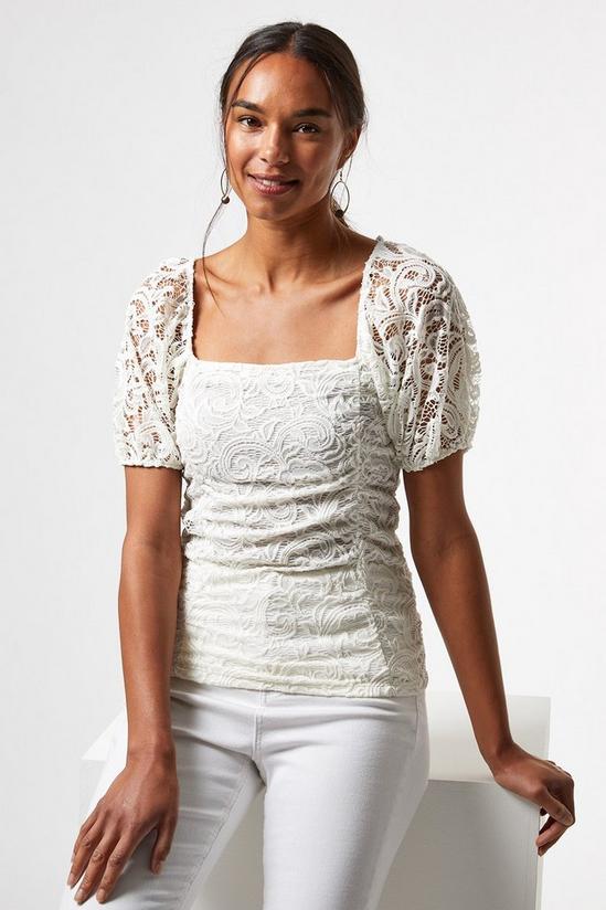 Dorothy Perkins White Lace Ruched Top 3