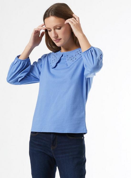 Dorothy Perkins Blue Embroidered Collar Top 2