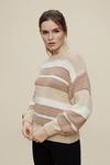 Dorothy Perkins Stone and White Striped Jumper thumbnail 1