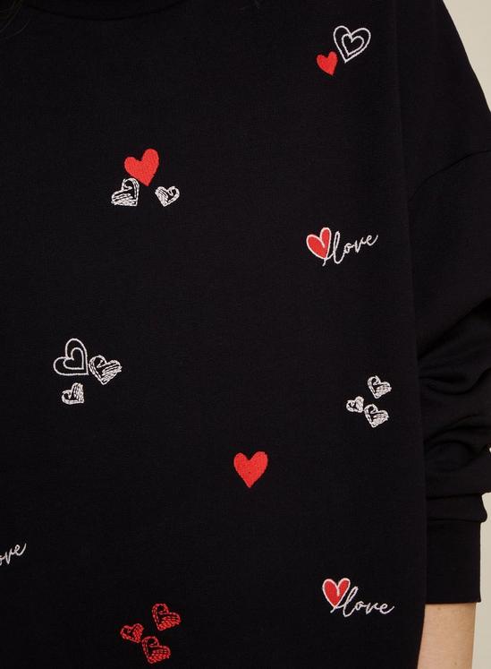 Dorothy Perkins Black Love Heart Embroidered Sweatshirt 5