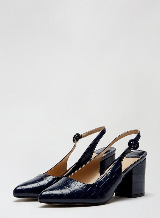 Dorothy Perkins Wide Fit Navy Evie Pointed Toe Court Shoe 1