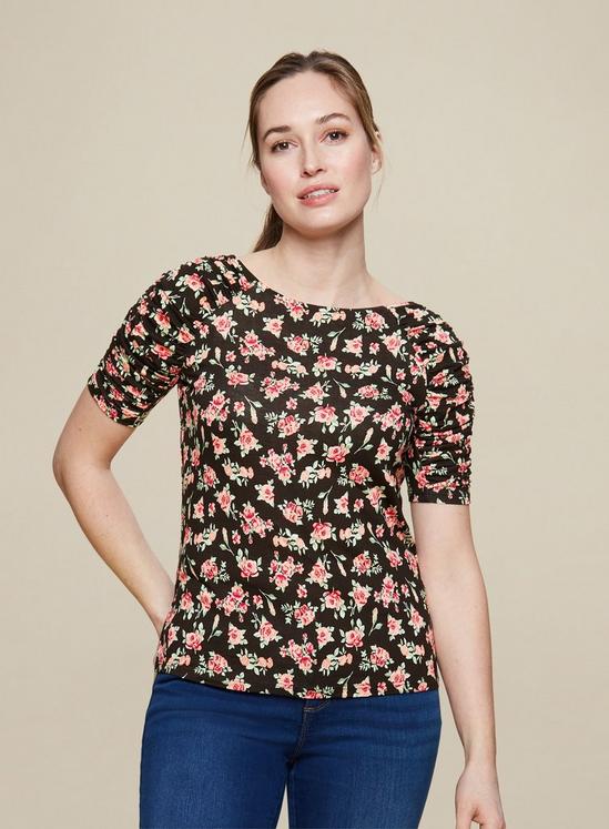 Dorothy Perkins Ditsy Ruched Sleeve Top 1