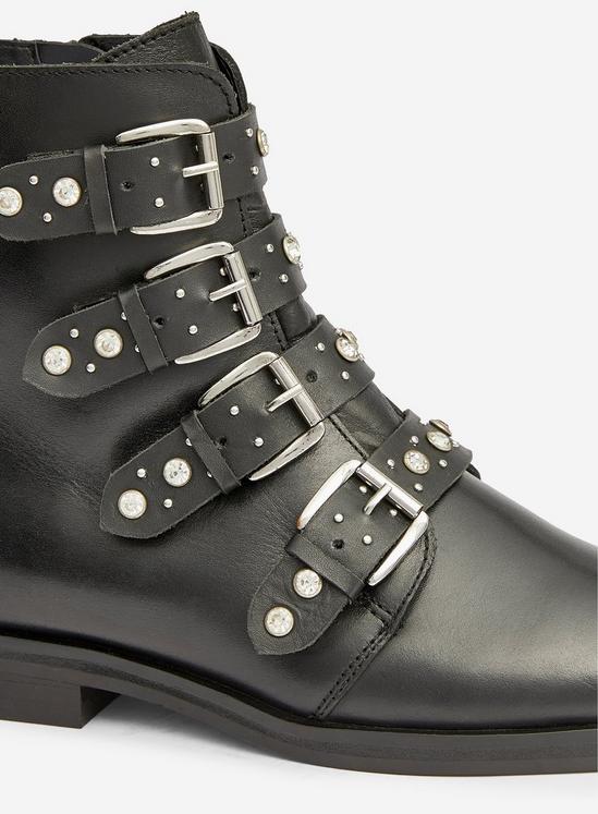Dorothy Perkins Black Opala Leather Studded Biker Boots 5