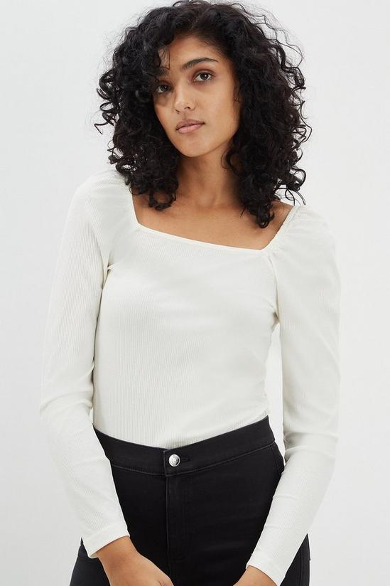 Dorothy Perkins White Square Neck Ribbed Top 1
