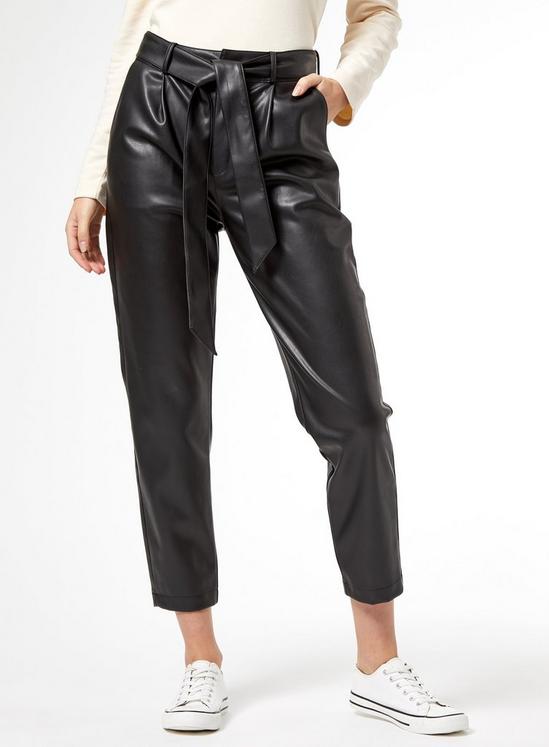 Dorothy Perkins Black Faux Leather Belted Trousers 3
