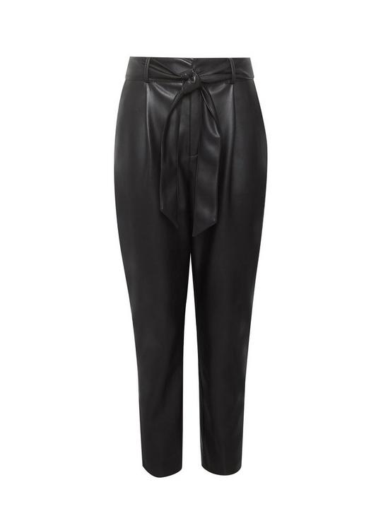 Dorothy Perkins Black Faux Leather Belted Trousers 4