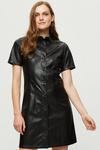 Dorothy Perkins Black Faux Leather Shirt Dress thumbnail 1
