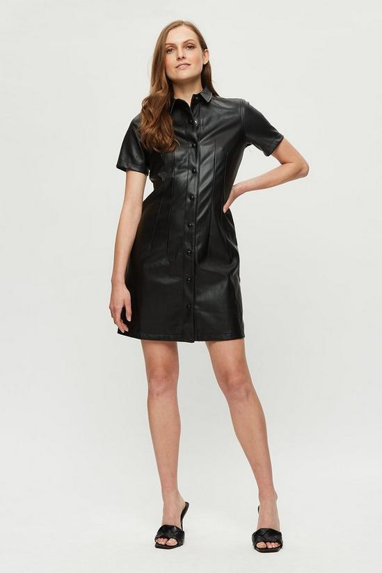 Dorothy Perkins Black Faux Leather Shirt Dress 2