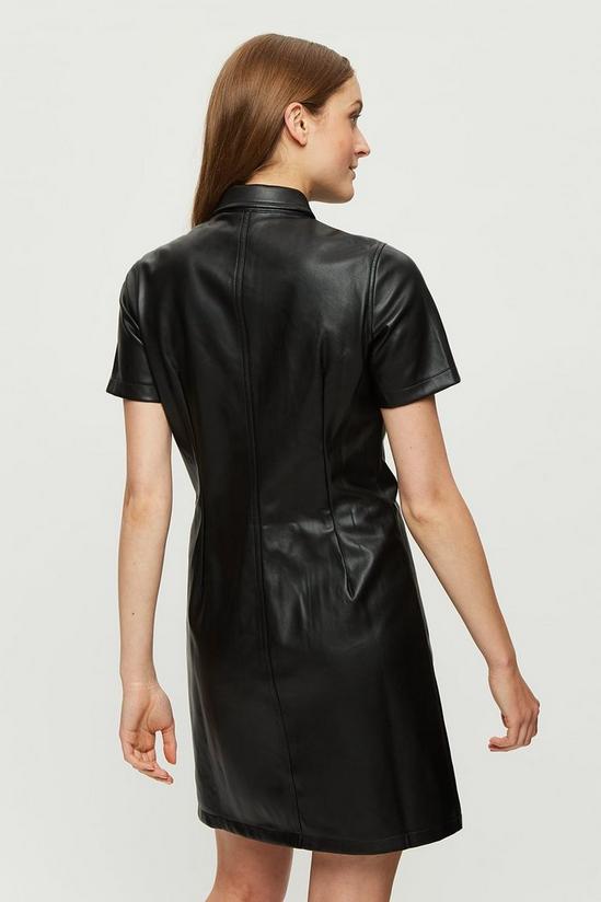 Dorothy Perkins Black Faux Leather Shirt Dress 3