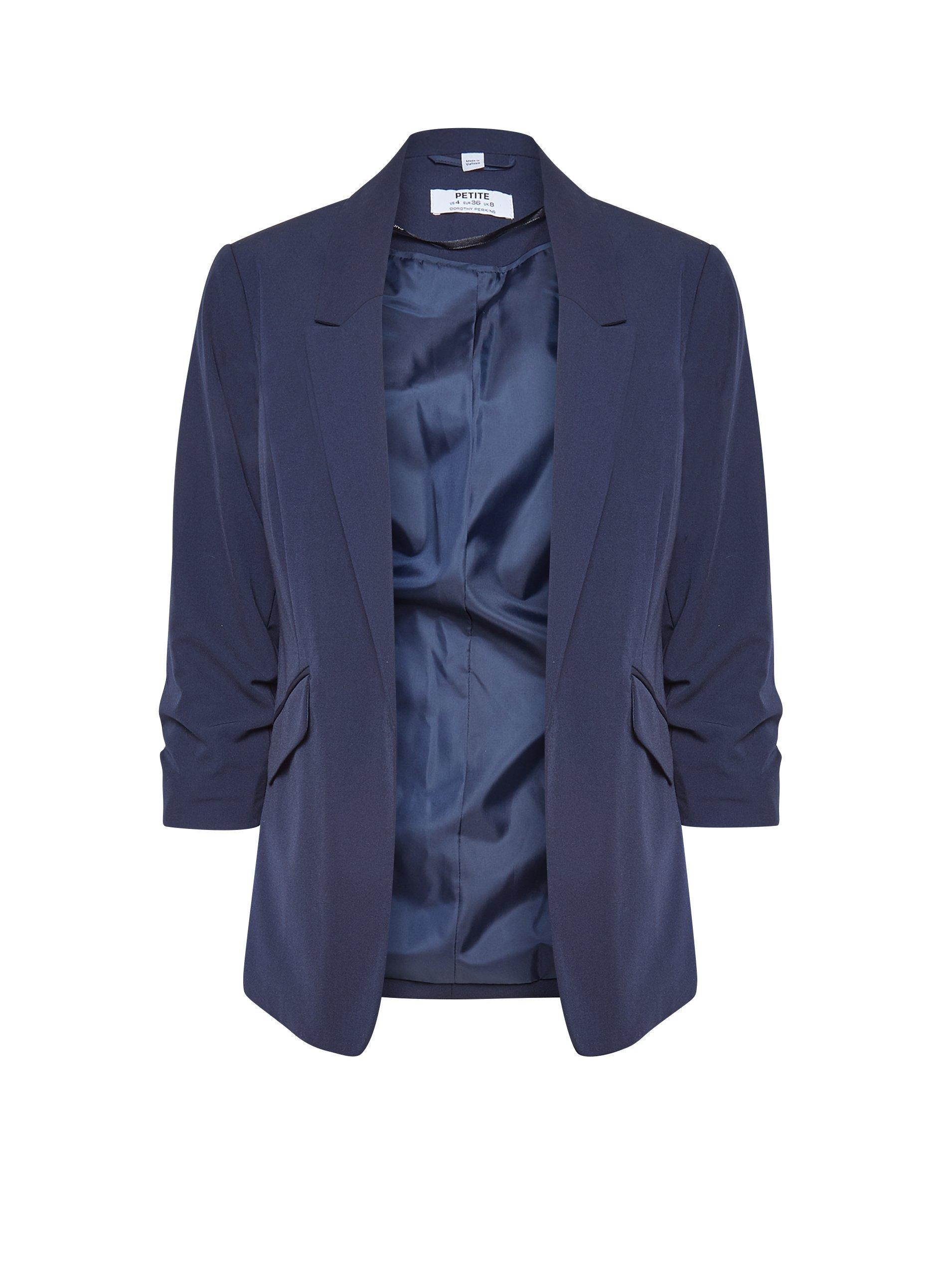 Suits Petite Navy Ruched Sleeve Blazer Dorothy Perkins