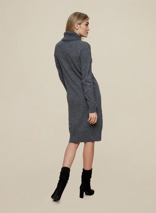 Dorothy Perkins Charcoal Roll Neck Knitted Dress 5