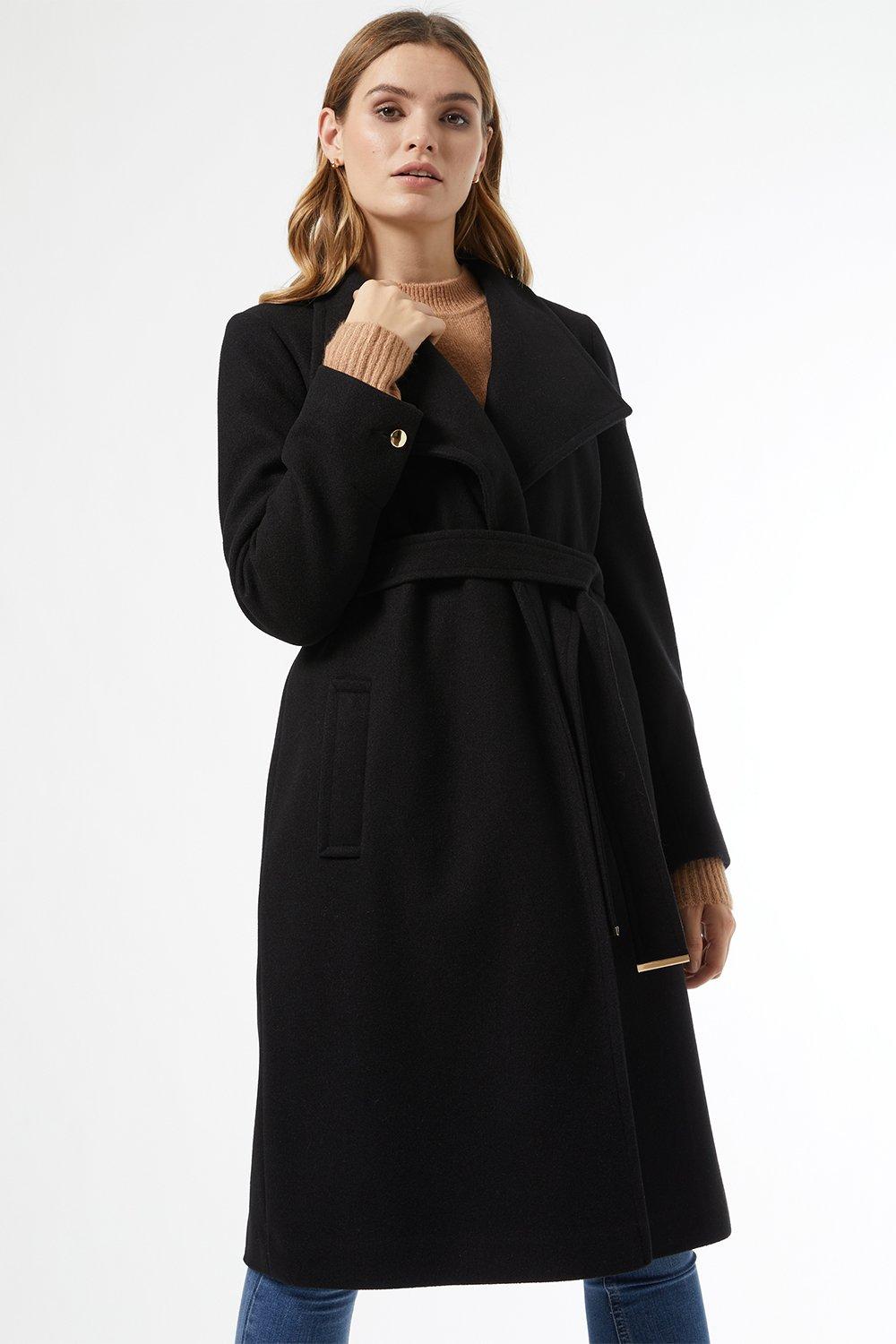 Dorothy perkins shop black wrap coat