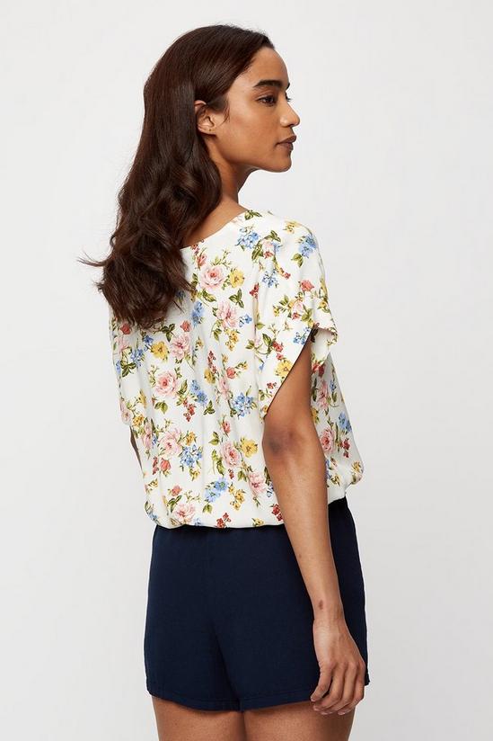 Dorothy Perkins Petite Ivory Floral Shirred Top 3
