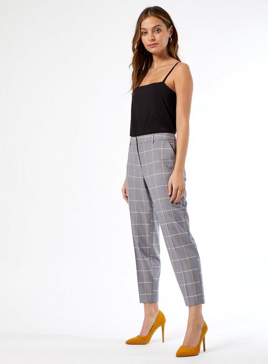 Dorothy Perkins Petite Grey Checked Ankle Grazer Trousers 1