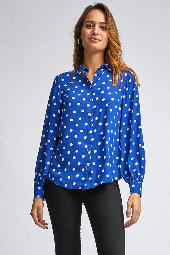 Dorothy Perkins Cobalt Balloon Sleeve Spot Print Shirt 2