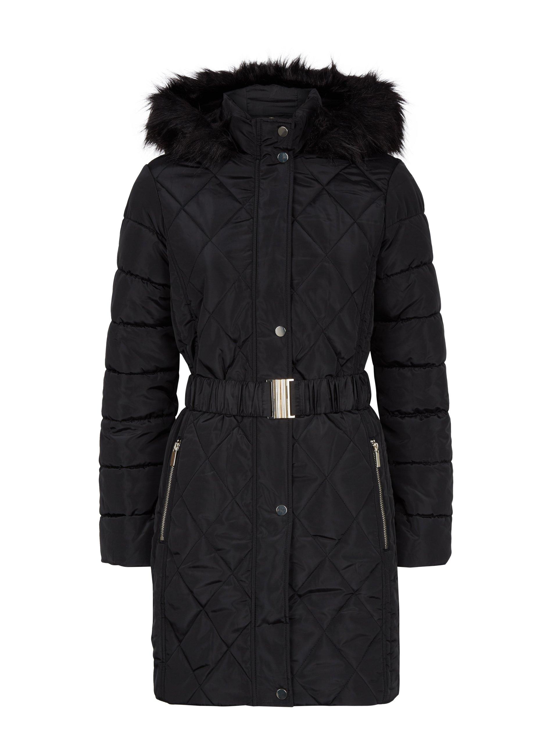 Dorothy perkins black 2025 luxe belted padded coat