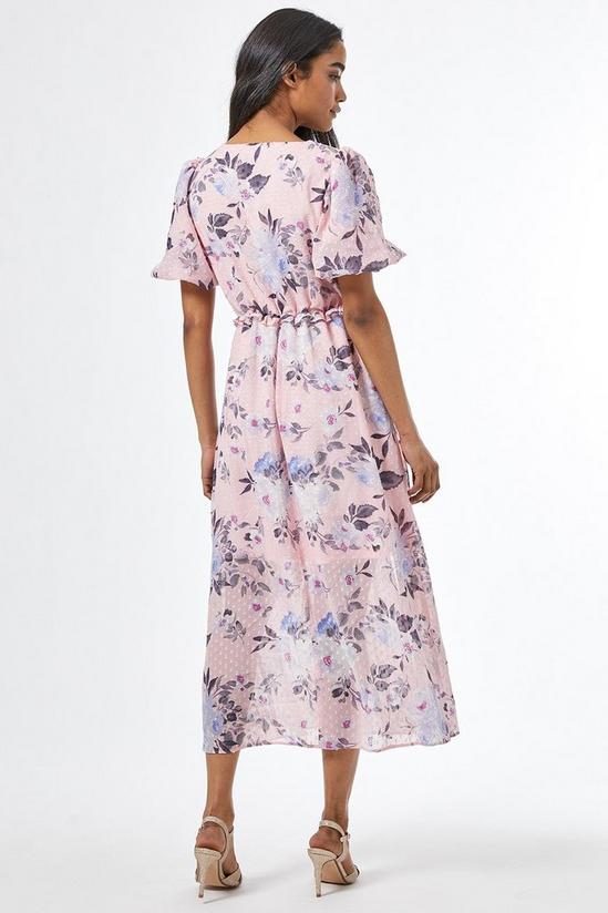 Dorothy Perkins Petite Pink Dobby Floral Print Midi Dress 4