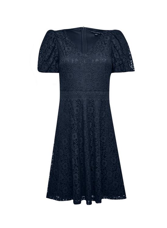 Dorothy Perkins Navy Lace Bubble Sleeve Skater Dress 4