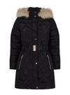 Dorothy Perkins Petites Black Long Luxe Quilted Coat thumbnail 2