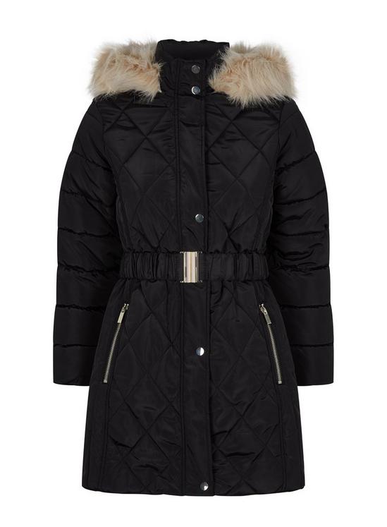 Dorothy Perkins Petites Black Long Luxe Quilted Coat 2