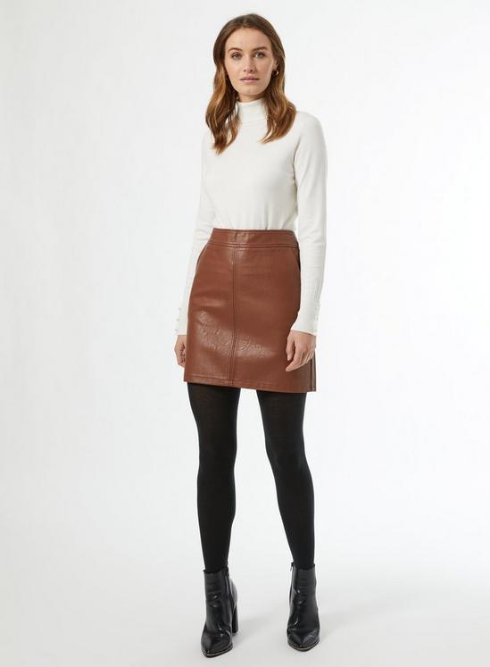 Dorothy Perkins Tan faux leather pocket mini skirt 1
