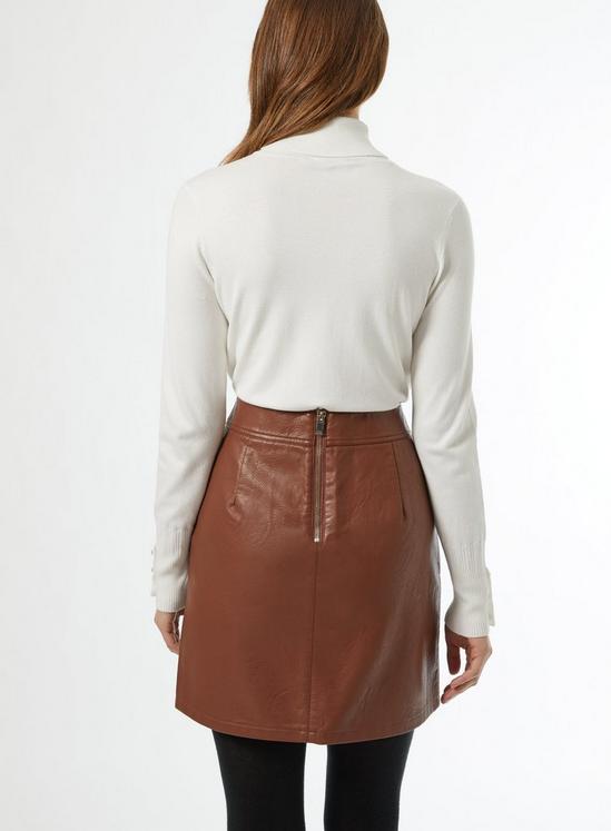 Dorothy Perkins Tan faux leather pocket mini skirt 2