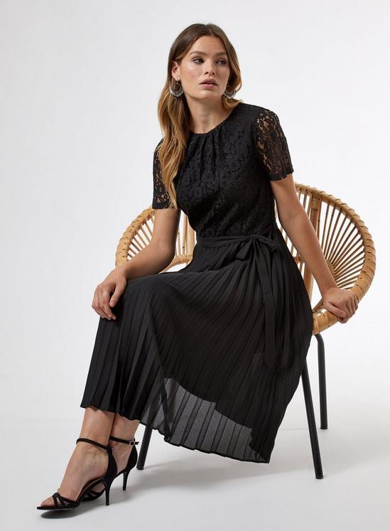 Dorothy Perkins Black Lace Pleat Midi Dress 1