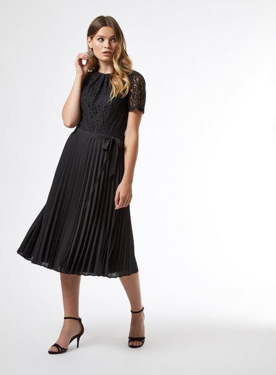 Dorothy Perkins Black Lace Pleat Midi Dress 3
