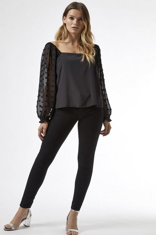 Dorothy Perkins Black Spotted Organza Blouse 1