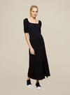 Dorothy Perkins Black Ruched Sleeve Midi Dress thumbnail 1