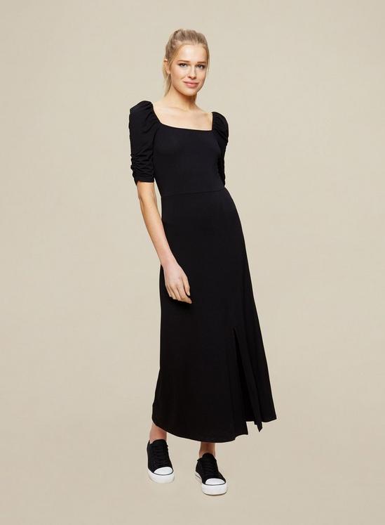 Dorothy Perkins Black Ruched Sleeve Midi Dress 1