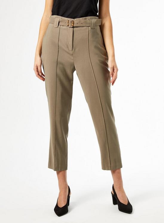 Dorothy Perkins Khaki Bamboo Belted Tailored Trousers 3