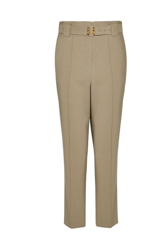 Dorothy Perkins Khaki Bamboo Belted Tailored Trousers 4