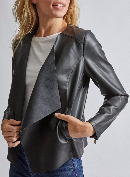 Dorothy Perkins Black Faux Leather Waterfall Jacket 3