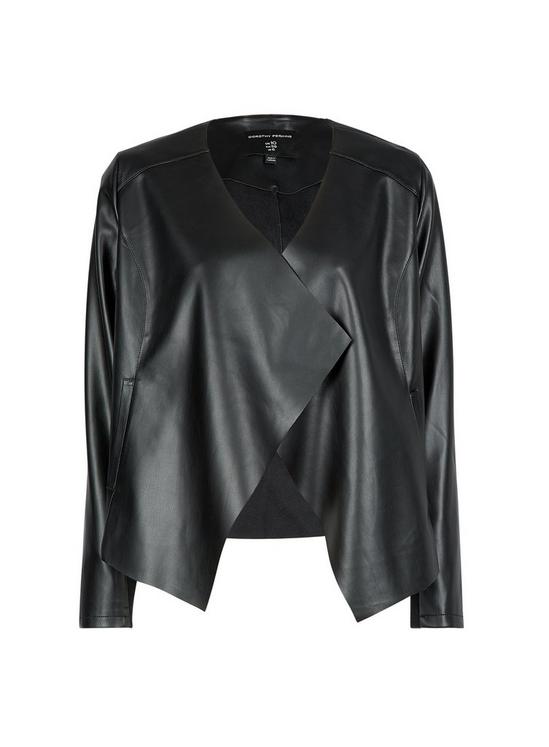 Dorothy Perkins Black Faux Leather Waterfall Jacket 4