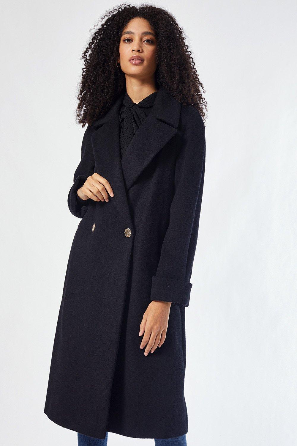 Black Premium Wool Boyfriend Coat