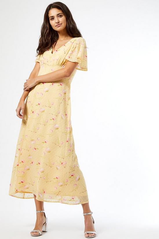 Dorothy Perkins Yellow Ditsy Print Dobby Midi Dress 1