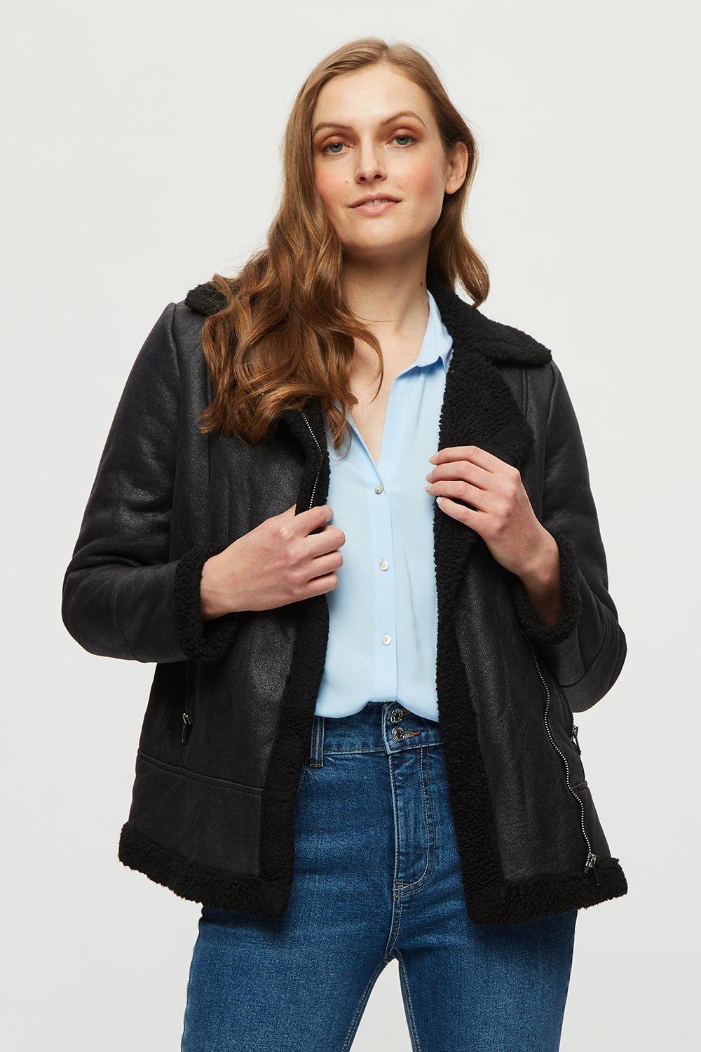 Dorothy perkins black aviator jacket hotsell