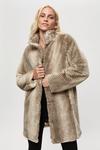 Dorothy Perkins Cream Longline Faux Fur Coat thumbnail 1