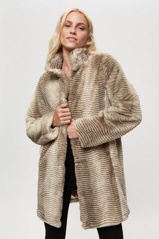 Dorothy Perkins Cream Longline Faux Fur Coat 1