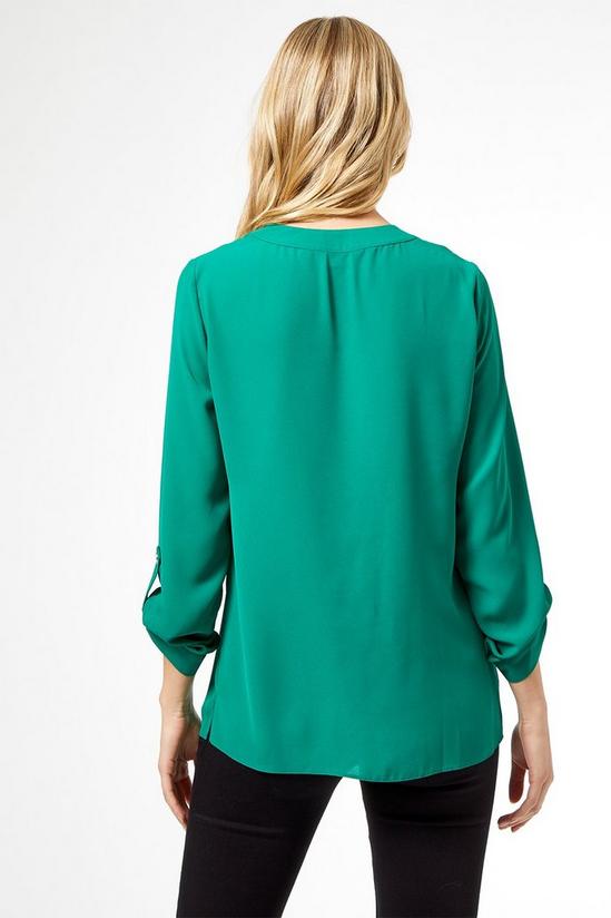 Dorothy Perkins Green Roll Sleeve Button Top 4