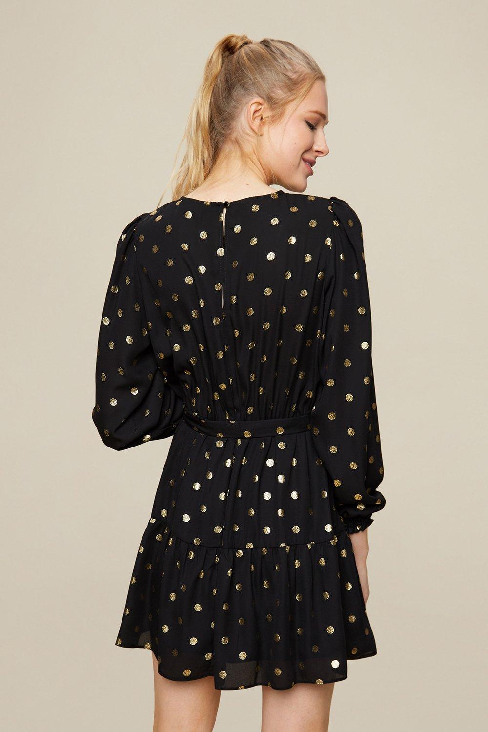 Favorite moment gold and black star print skater outlet dress