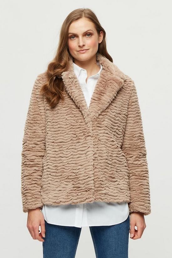 Dorothy Perkins Mink Short Textured Faux Fur Coat 1