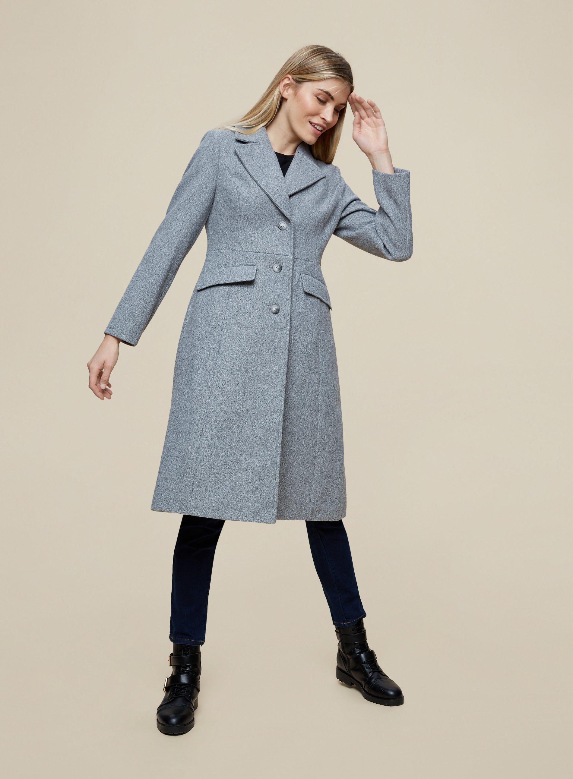 Grey fit best sale and flare coat