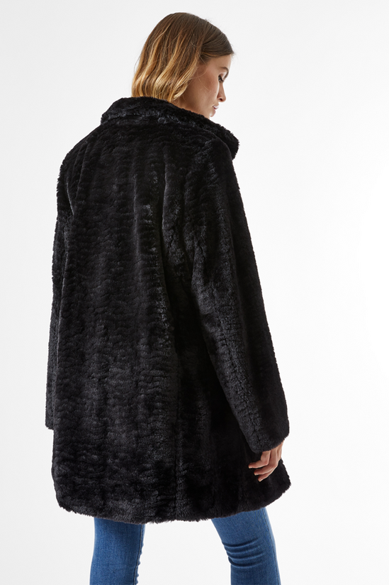 Dorothy Perkins Black Longline Faux Fur Coat 3