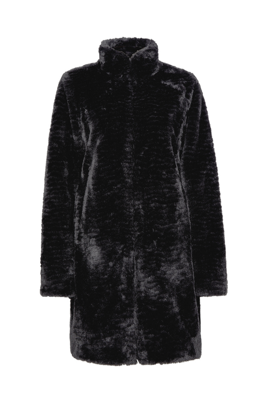 Dorothy Perkins Black Longline Faux Fur Coat 4