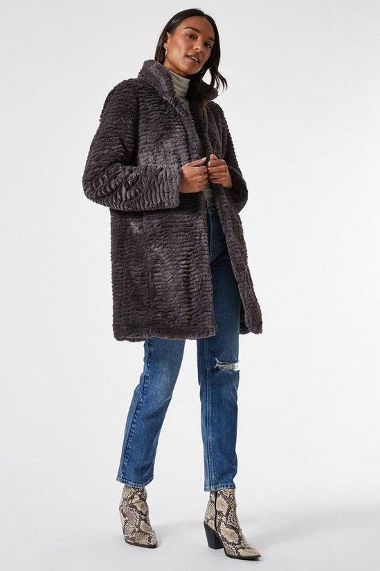 Dorothy Perkins Slate Longline Faux Fur Coat 1