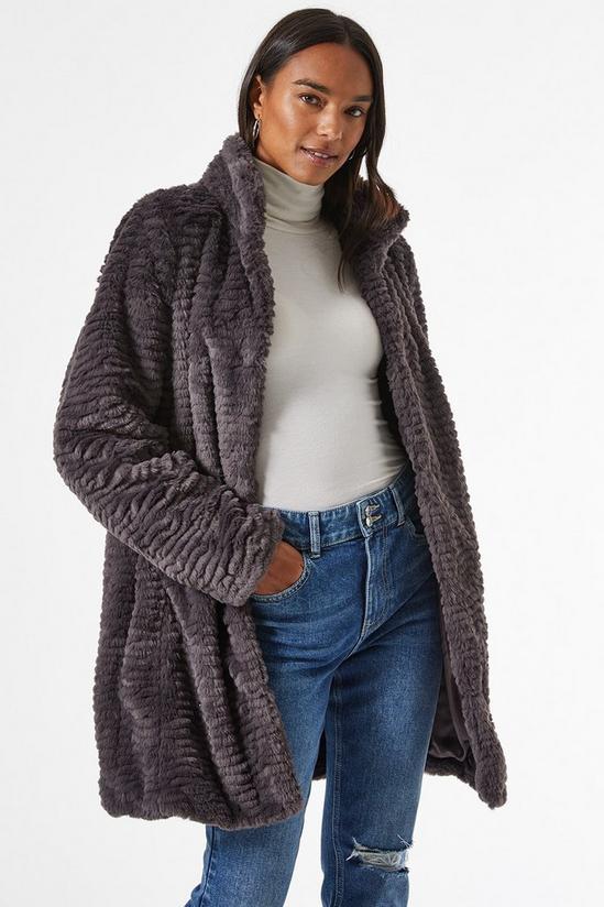 Dorothy Perkins Slate Longline Faux Fur Coat 2