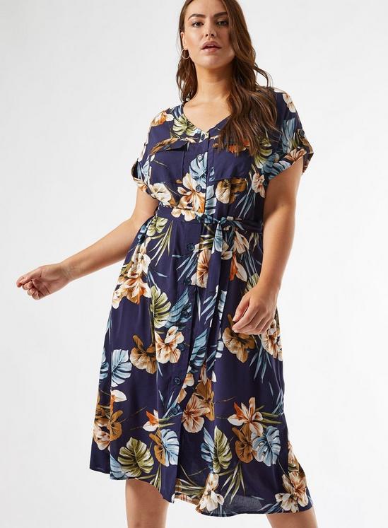Dorothy Perkins Curve Navy Floral Print Dress 1